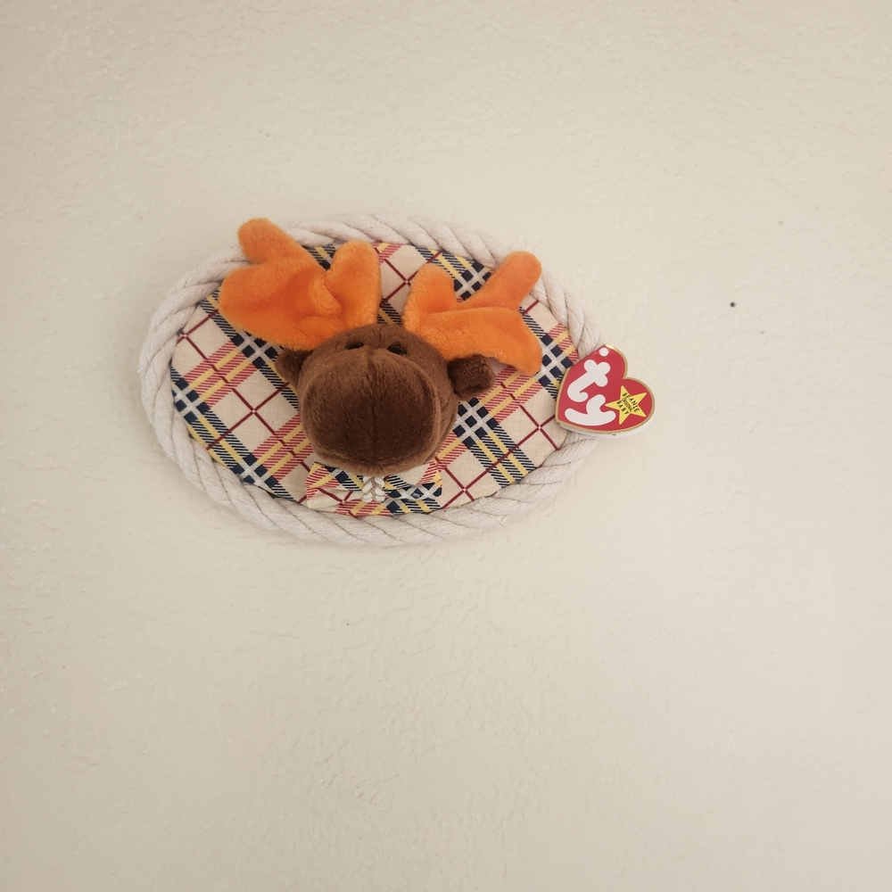 Ty Plush Moose Toy with Orange Antlers